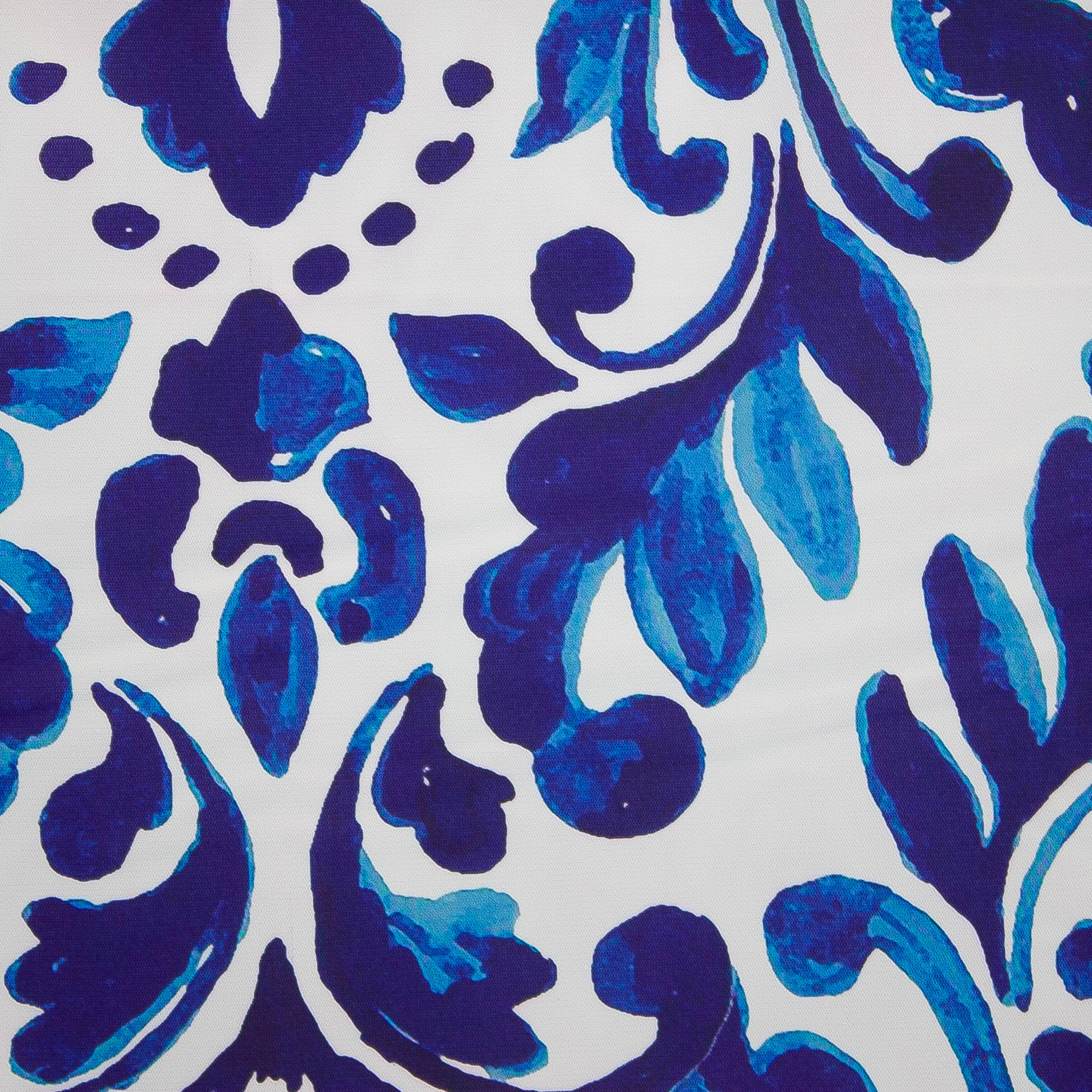 Polyester elastisch wit met blauwe motief